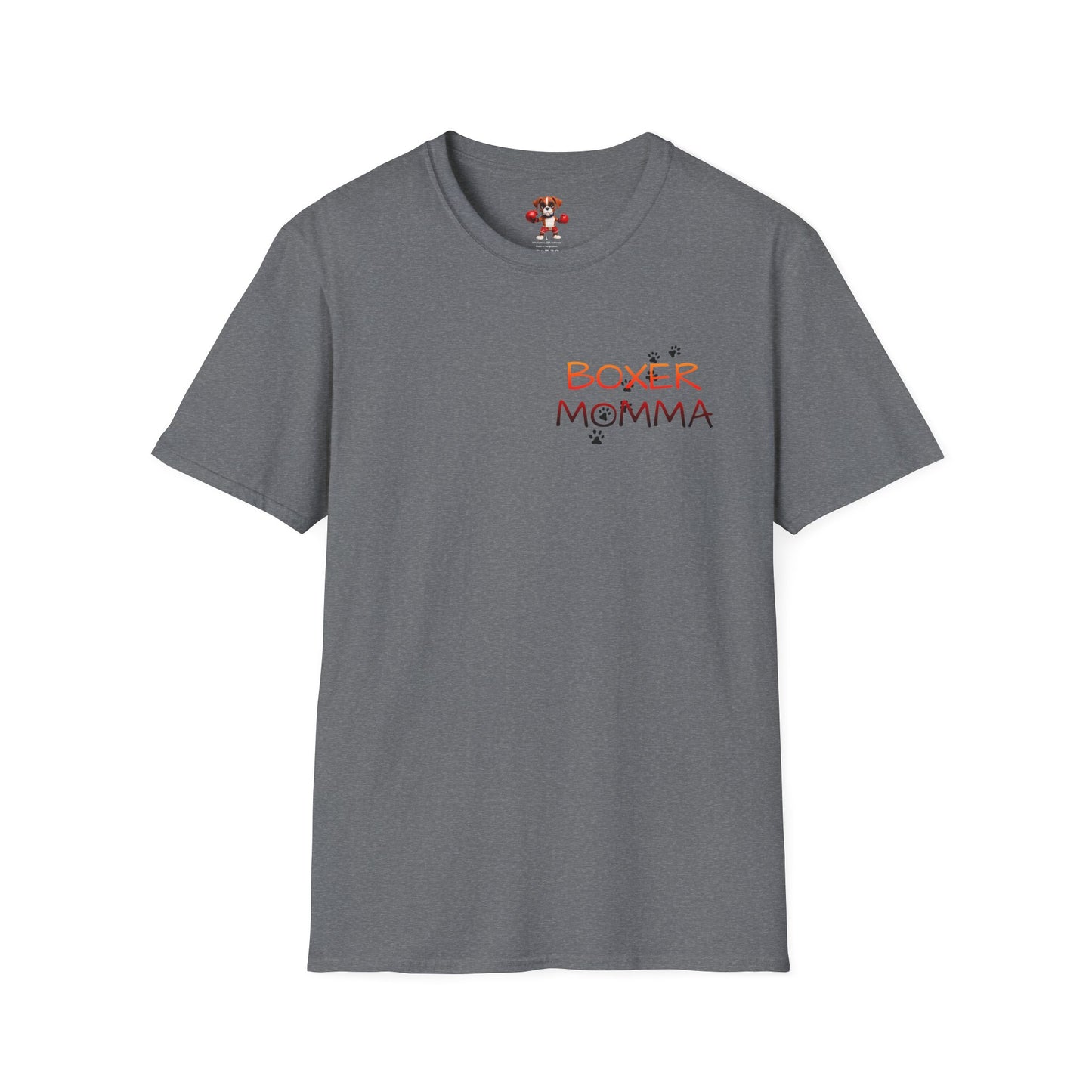 Unisex Boxer Momma T-Shirt - Softstyle Cotton Tee, Dog Lover Gift, Casual Fit, Pet Mom Shirt, Comfortable & Durable