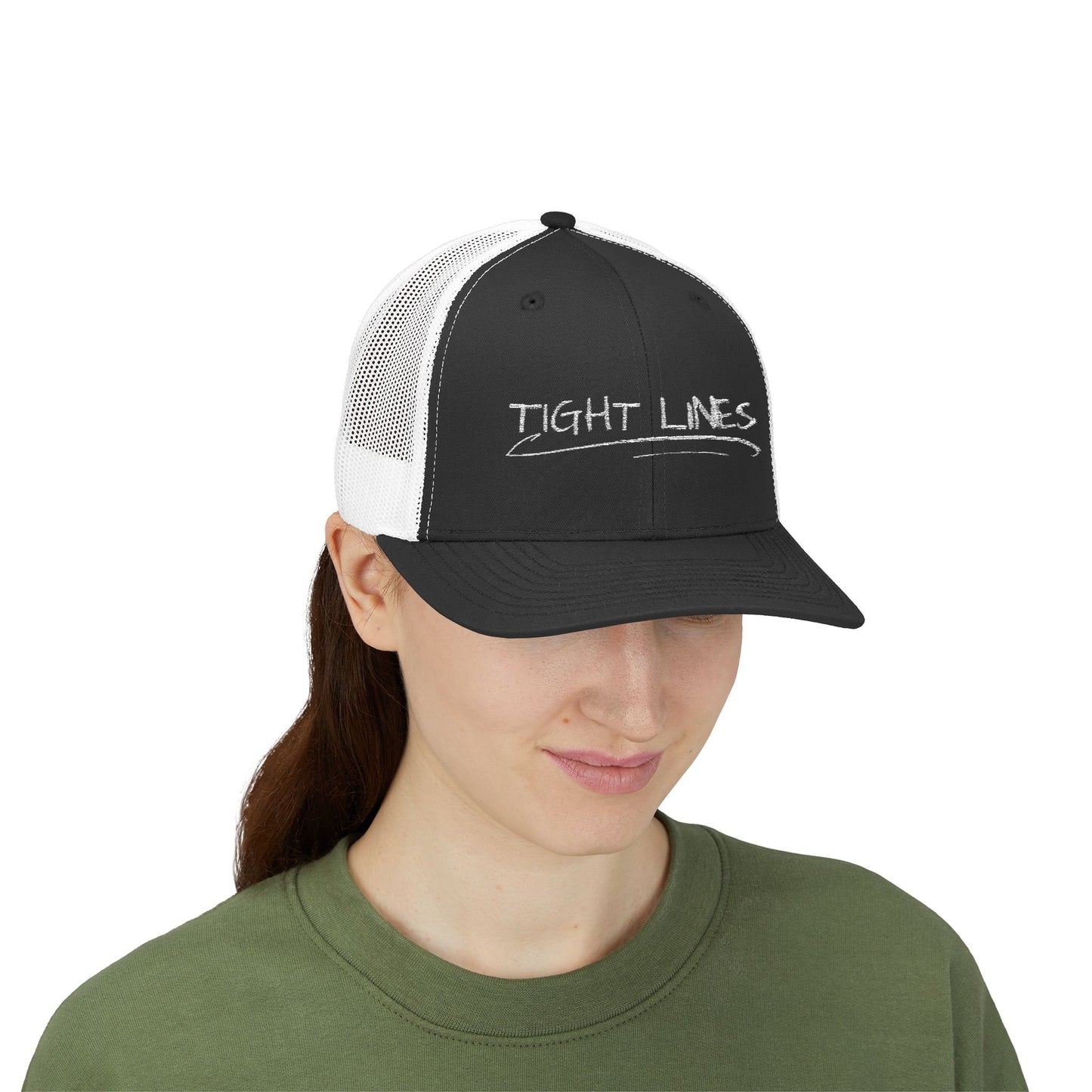 Tight Lines Embroidered Trucker Hat (Light Logo)
