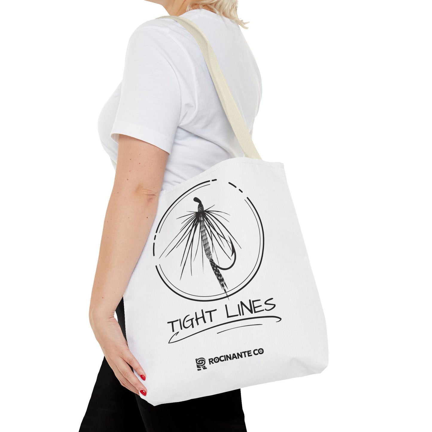 Tight Lines Tote Bag White | Durable Fishing Gift Bag with Stylish Print for Outdoor Enthusiasts & Everyday Use