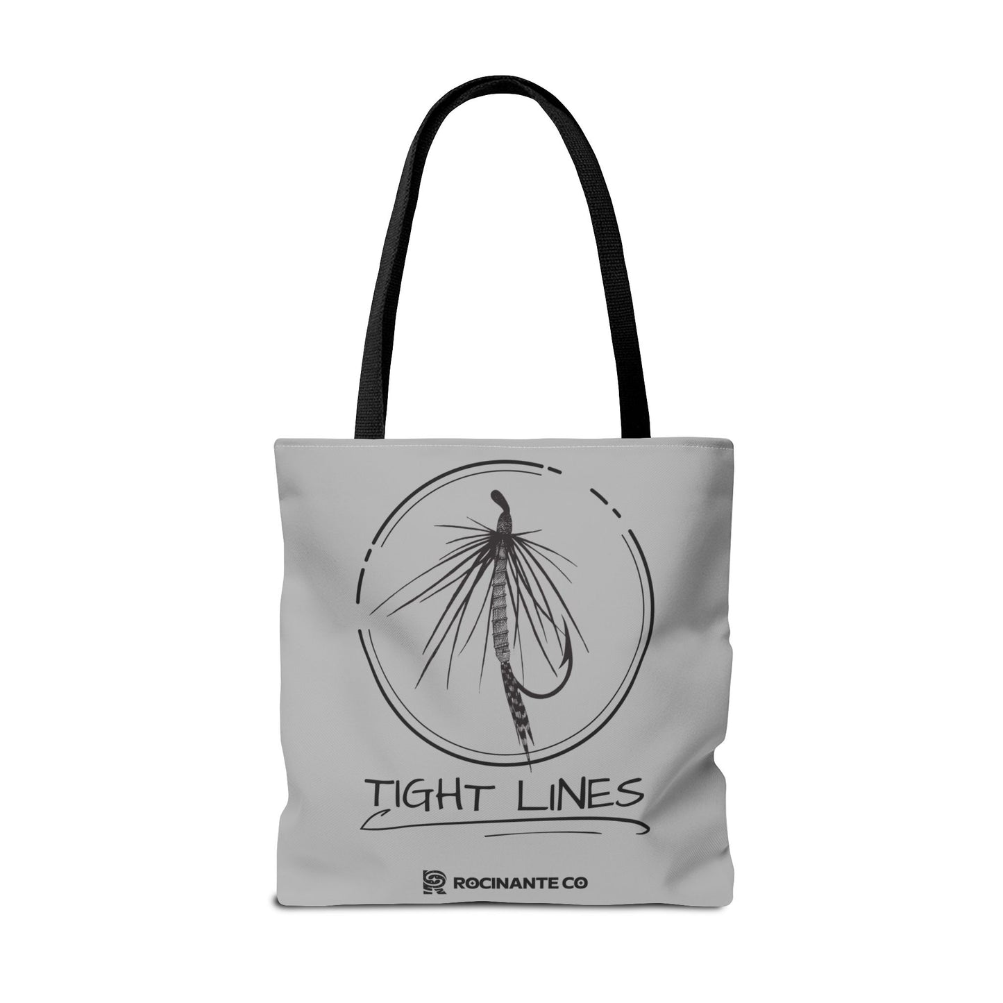 Tight Lines Tote Bag Grey - Durable Fishing Gift, Canvas Beach, Reusable Market Shopping Bag, Casual Everyday Carry Tote