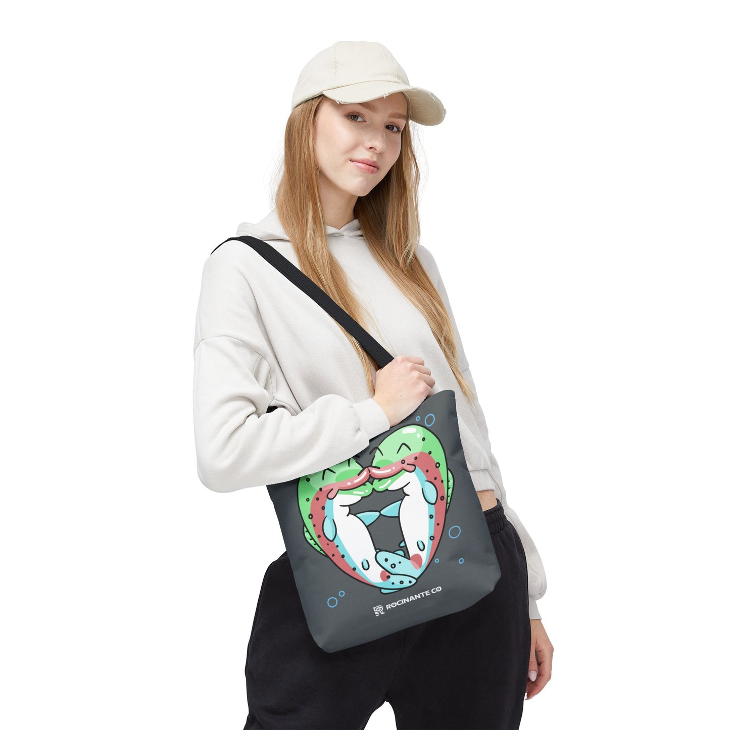 Trout Heart Tote Bag Grey - Eco-Friendly Reusable Shopper, Durable Canvas Carryall for Everyday Use & Gift Idea