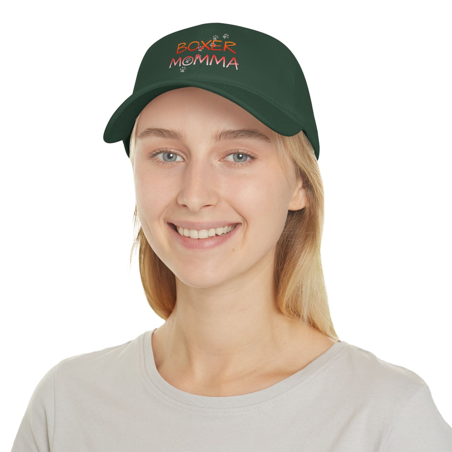 Boxer Momma Low Profile Baseball Cap, Adjustable Hat for Dog Lovers, Casual Outdoor Hat, Gift for Boxer Moms
