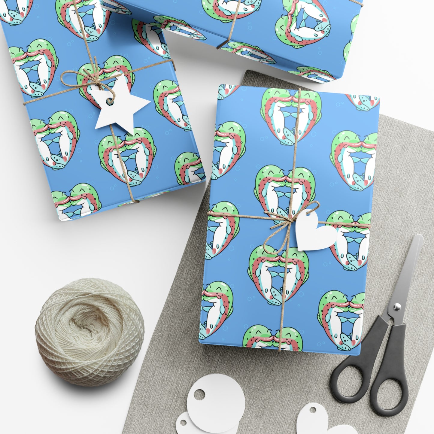 Trout Heart Gift Wrap Paper - Fun & Festive Wrapping for Birthdays, Holidays, Showers, and Every Occasion, Cute Patterns, Eco-Friendly