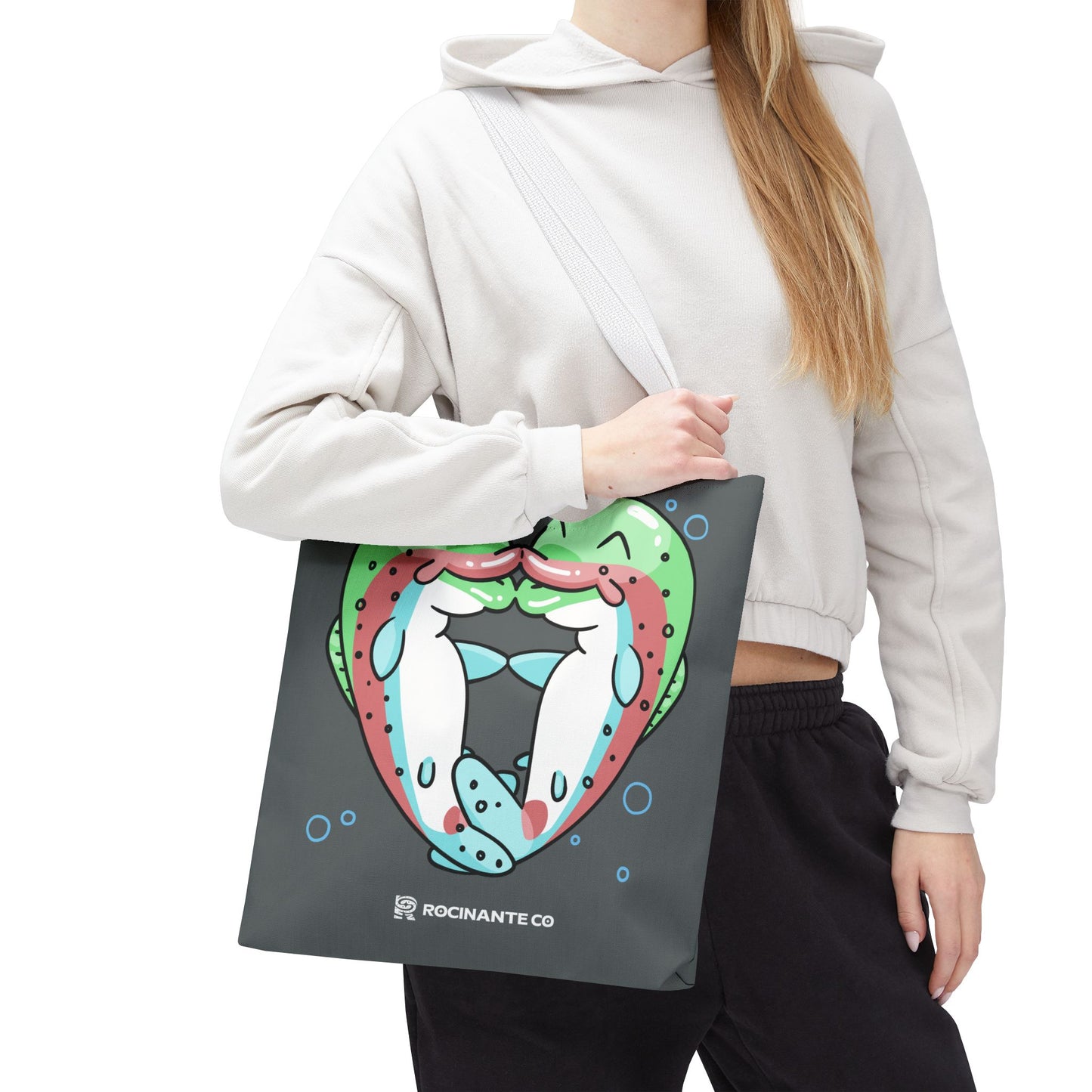 Trout Heart Tote Bag Grey - Eco-Friendly Reusable Shopper, Durable Canvas Carryall for Everyday Use & Gift Idea