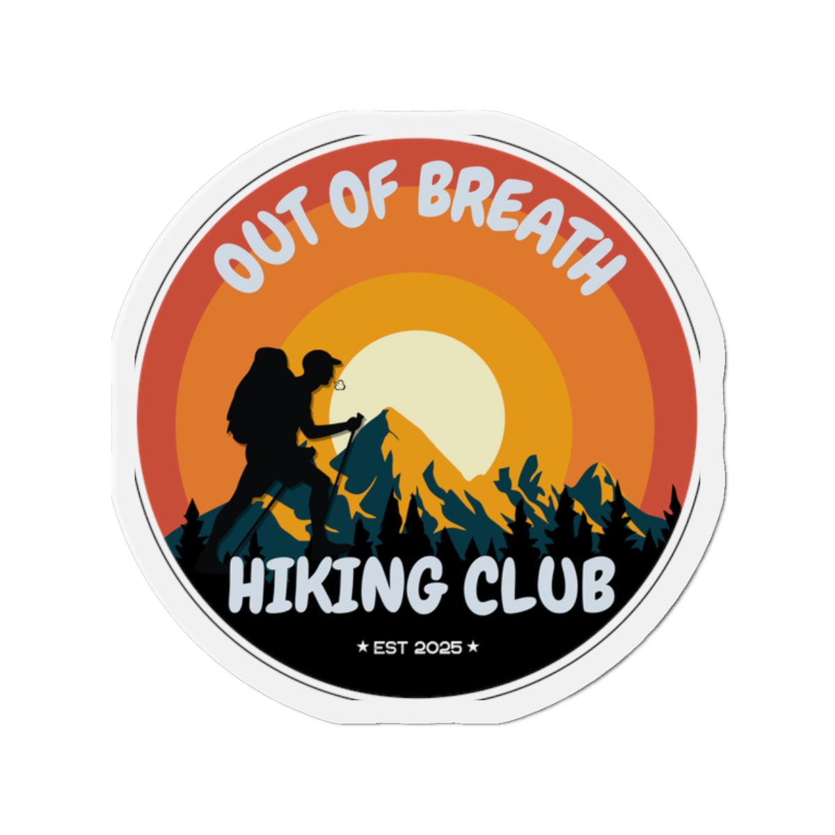 Out of Breath Hiking Club Die-Cut Magnet | Outdoor Adventure | Perfect Gift for Hikers, Nature Lovers, Campers