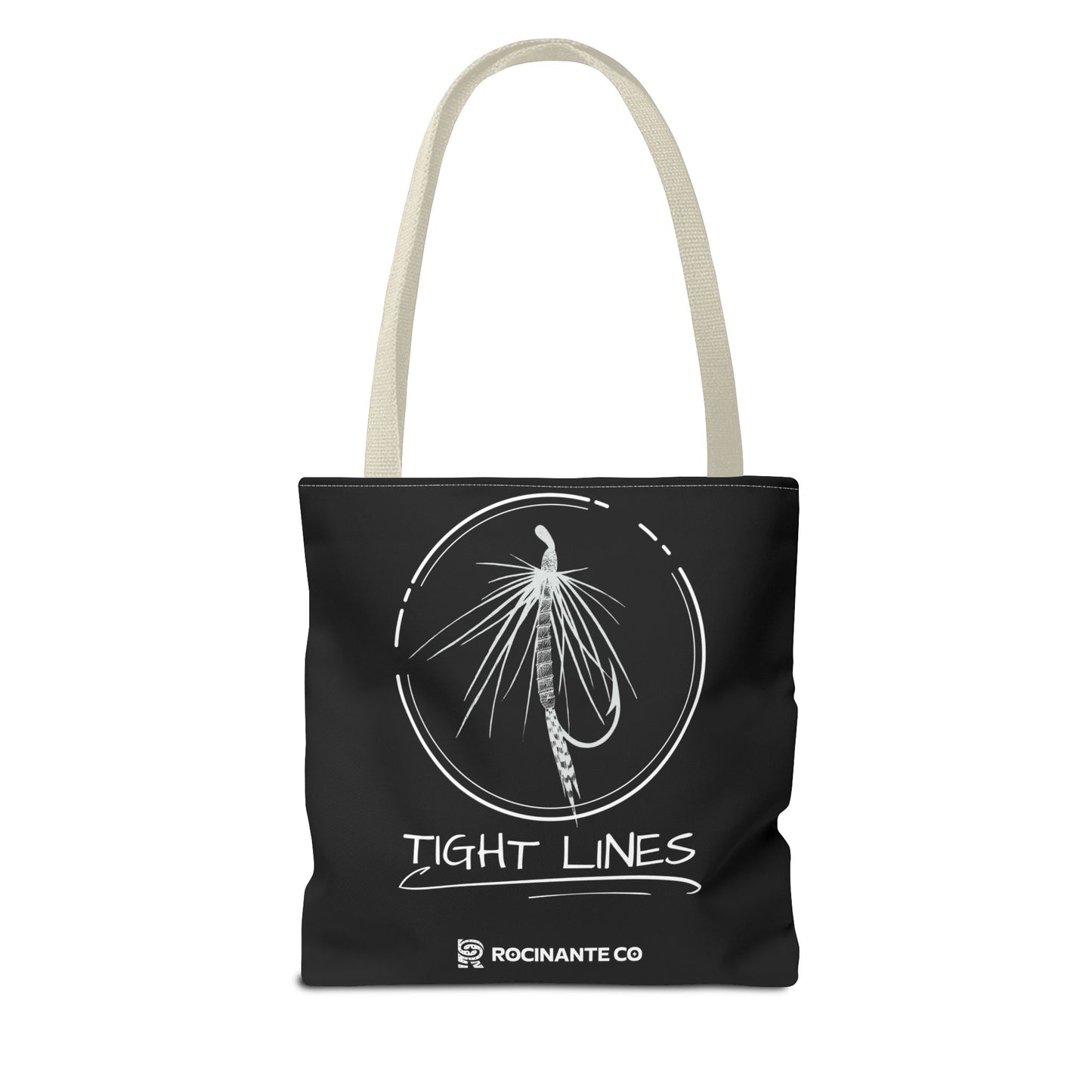 Tight Lines Tote Bag Black, Durable Fishing Tote with Spacious Design & Comfortable Handles for Outdoor Adventures