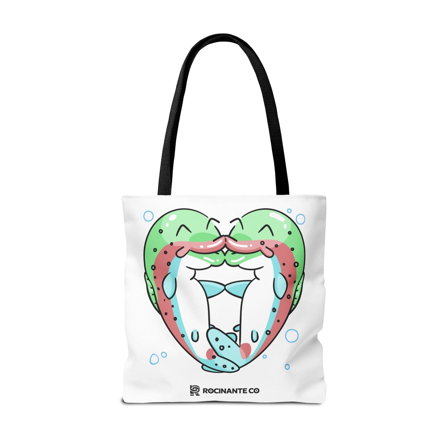 Trout Heart Tote Bag White, Cute Fish Illustration Canvas Shopper, Eco-Friendly Reusable Grocery Bag, Stylish Everyday Carry-All