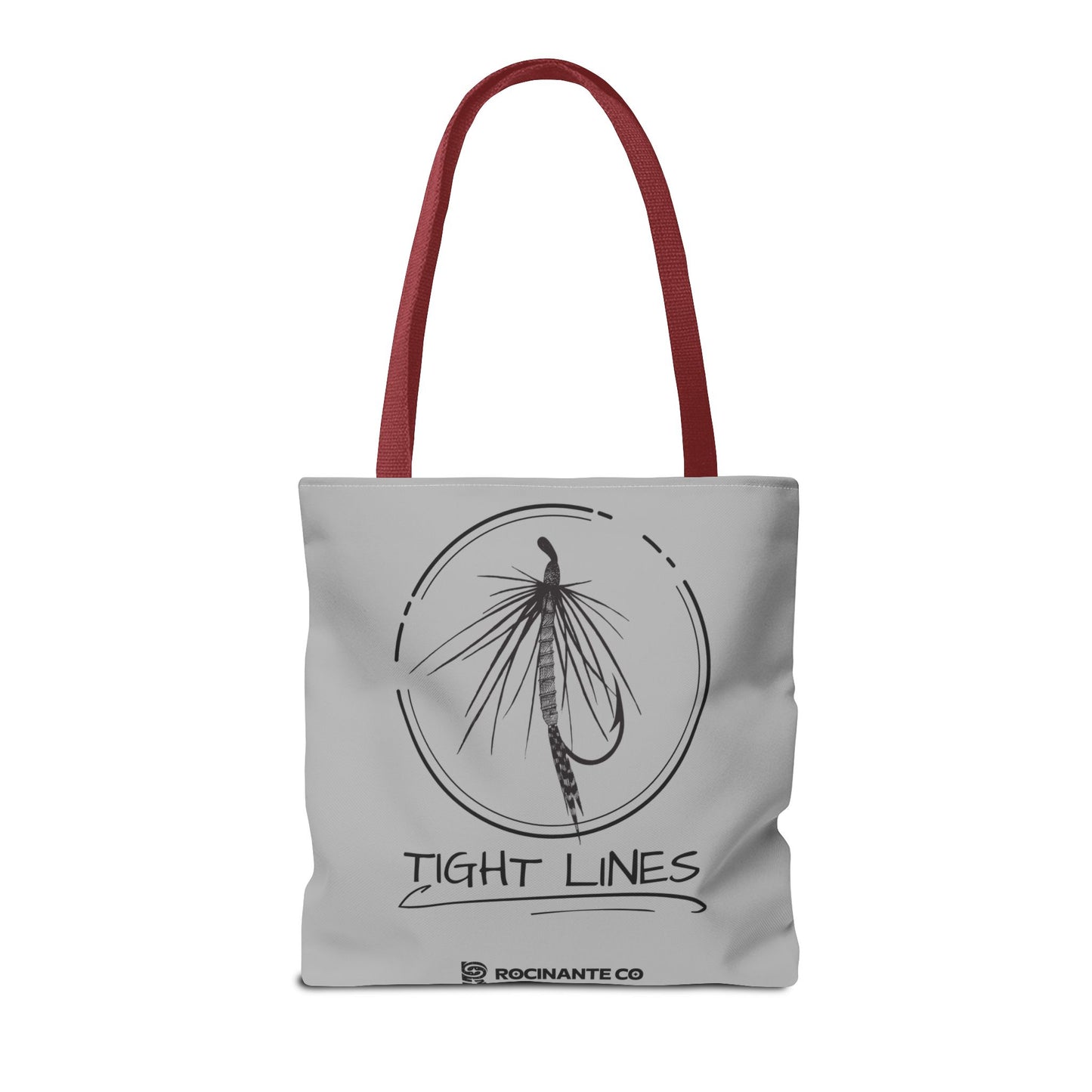 Tight Lines Tote Bag Grey - Durable Fishing Gift, Canvas Beach, Reusable Market Shopping Bag, Casual Everyday Carry Tote