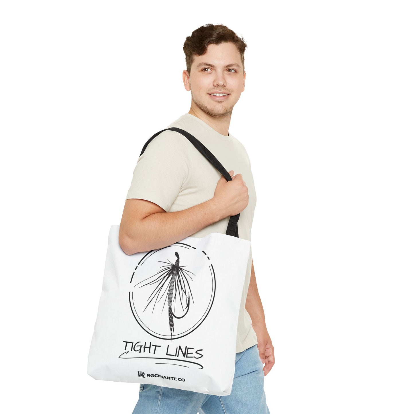 Tight Lines Tote Bag White | Durable Fishing Gift Bag with Stylish Print for Outdoor Enthusiasts & Everyday Use