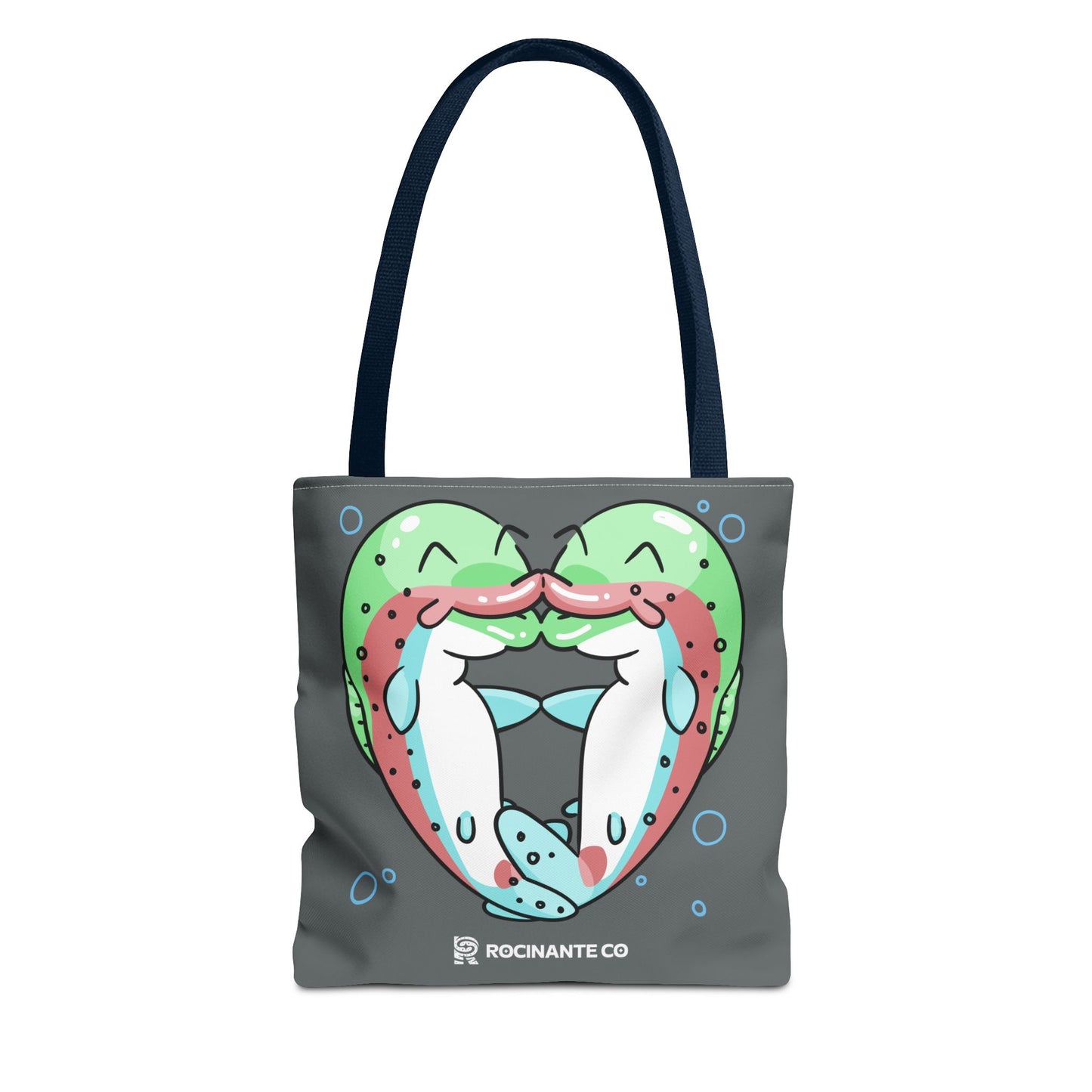 Trout Heart Tote Bag Grey - Eco-Friendly Reusable Shopper, Durable Canvas Carryall for Everyday Use & Gift Idea