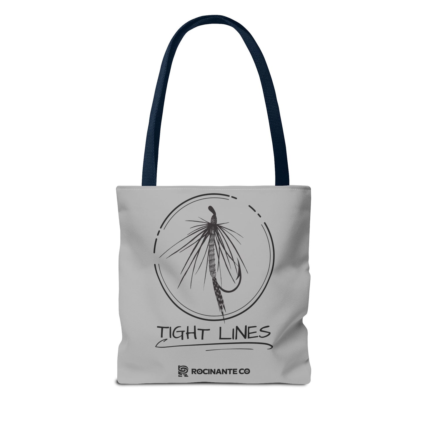 Tight Lines Tote Bag Grey - Durable Fishing Gift, Canvas Beach, Reusable Market Shopping Bag, Casual Everyday Carry Tote