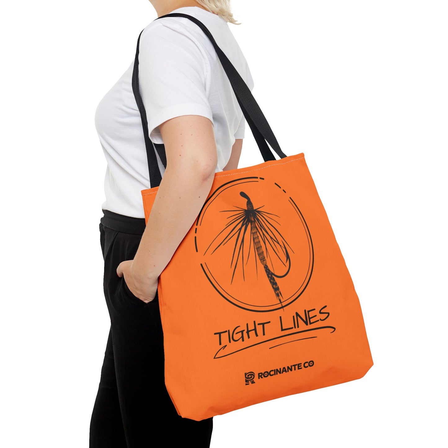 Tight Lines Tote Bag Orange, Durable Canvas Fishing, Beach, Market, Lightweight Reusable Grocery Bag, Outdoor Adventure Gift