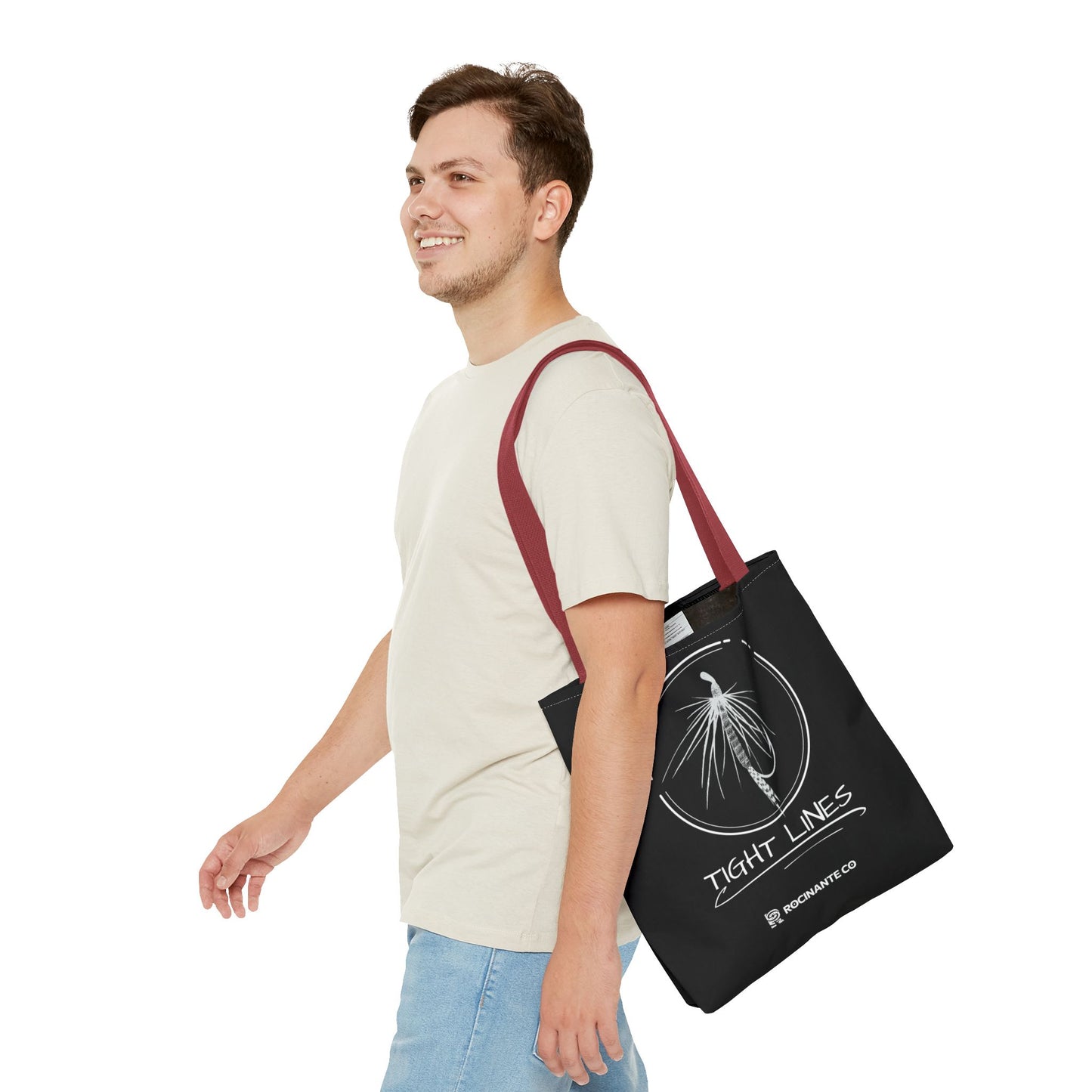 Tight Lines Tote Bag Black, Durable Fishing Tote with Spacious Design & Comfortable Handles for Outdoor Adventures