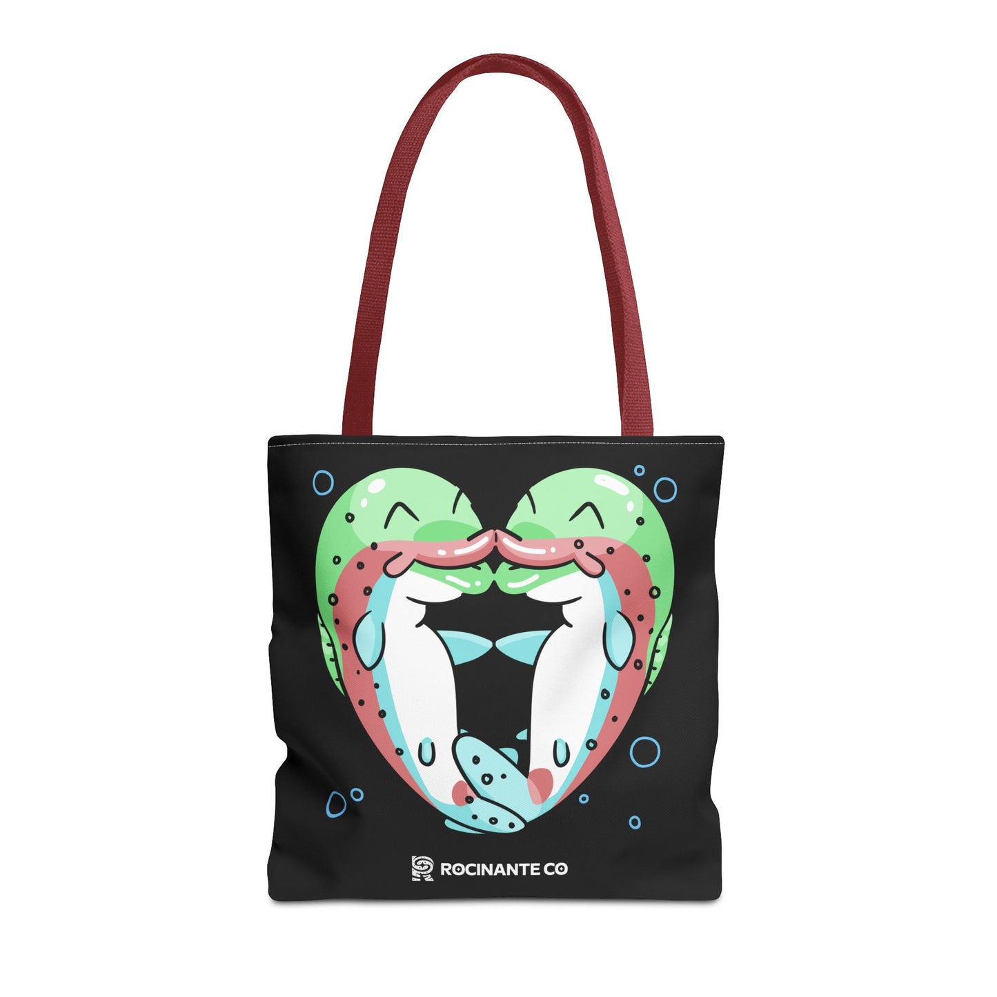 Trout Heart Tote Bag Black – Eco-Friendly Reusable Grocery Shopper, Stylish Canvas Bag for Fishing Lovers & Outdoor Adventures