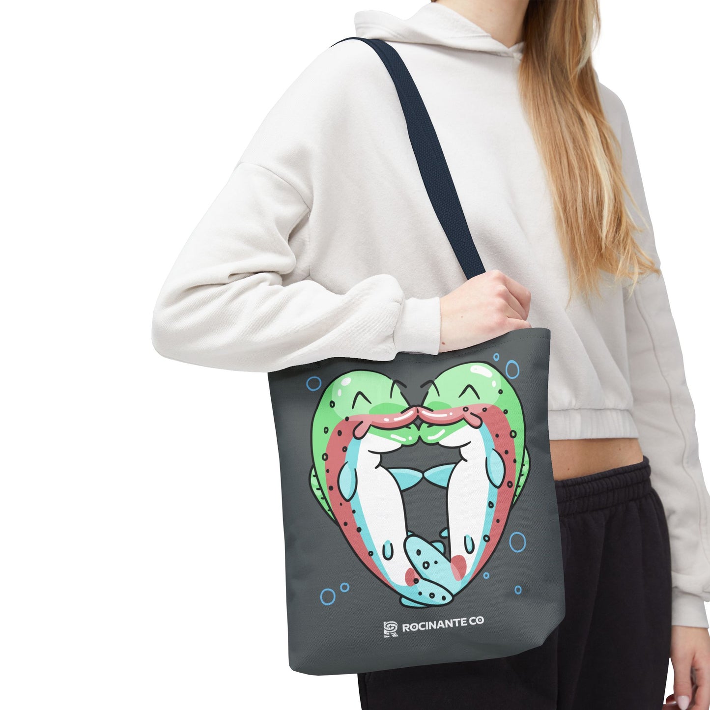 Trout Heart Tote Bag Grey - Eco-Friendly Reusable Shopper, Durable Canvas Carryall for Everyday Use & Gift Idea