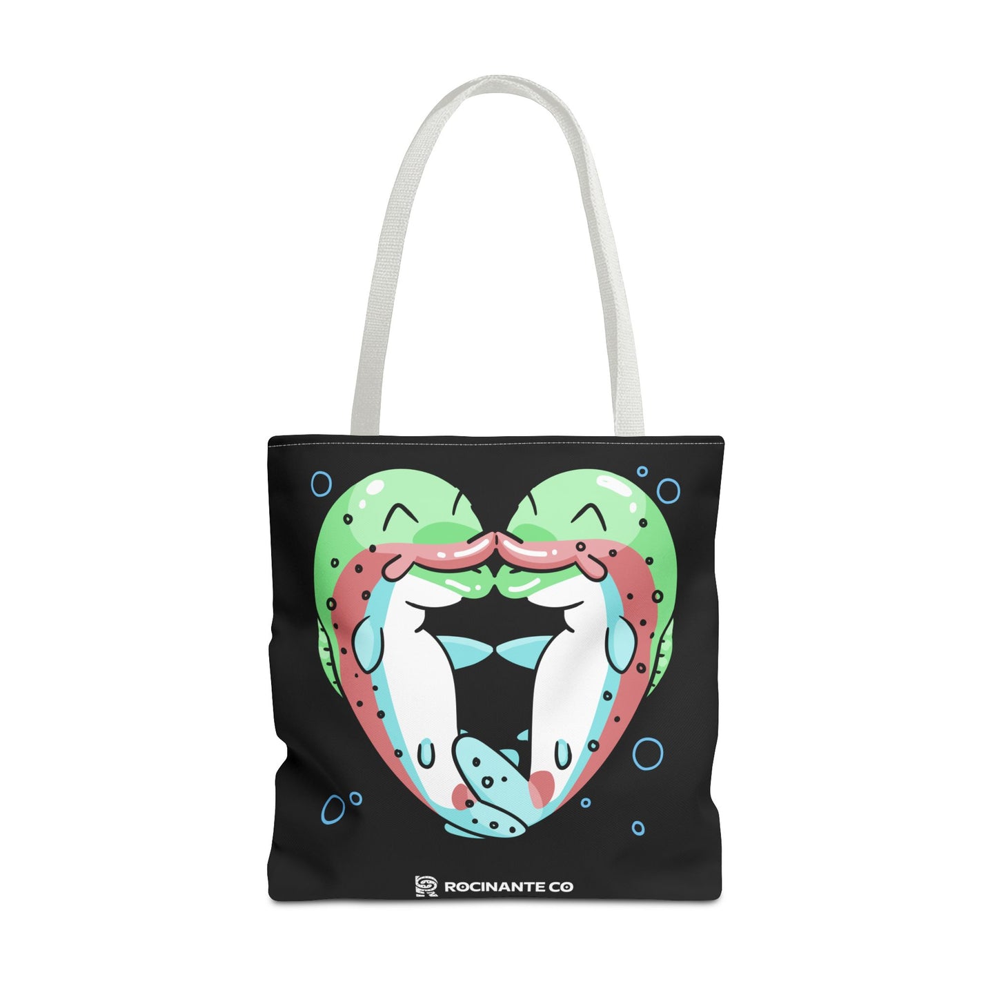 Trout Heart Tote Bag Black – Eco-Friendly Reusable Grocery Shopper, Stylish Canvas Bag for Fishing Lovers & Outdoor Adventures
