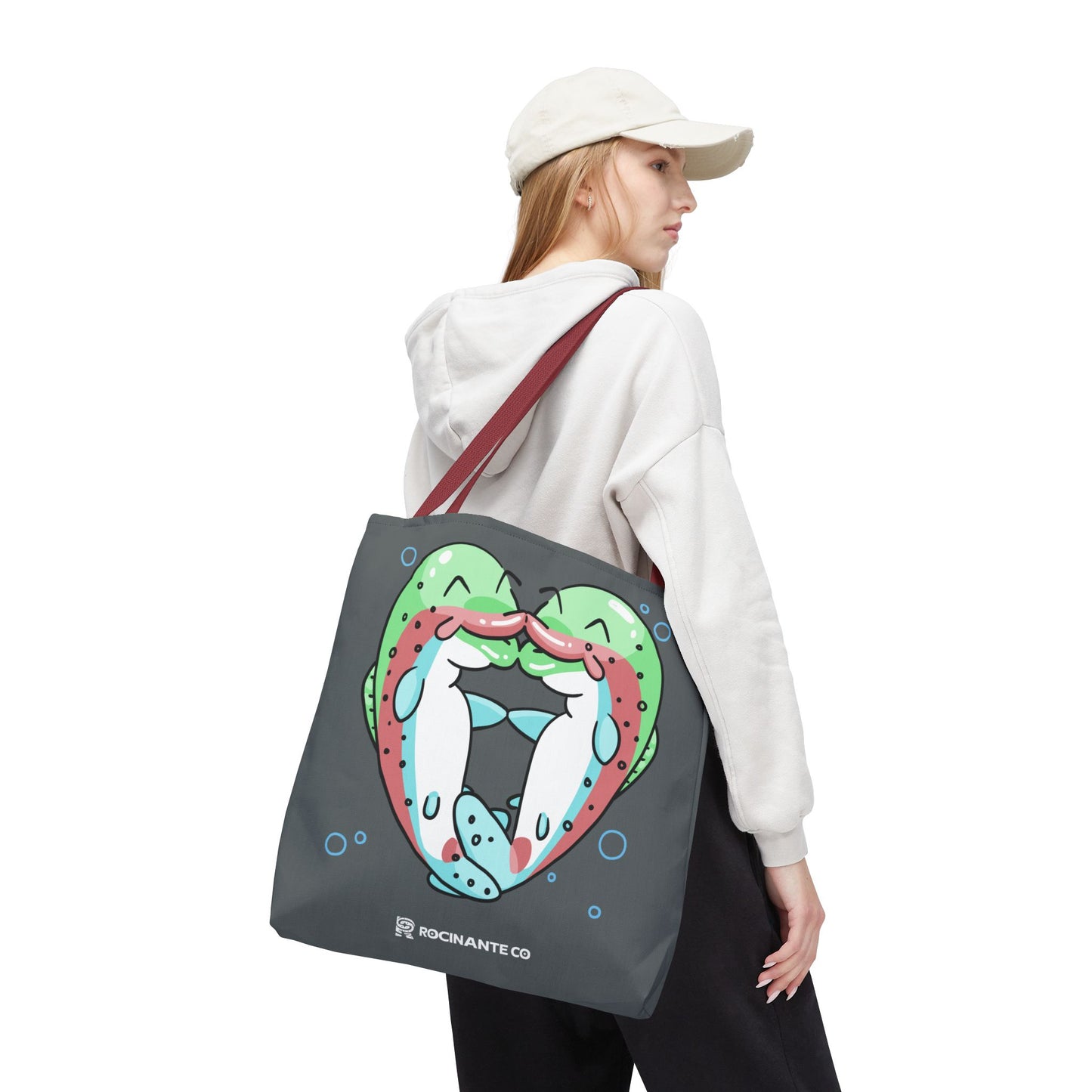 Trout Heart Tote Bag Grey - Eco-Friendly Reusable Shopper, Durable Canvas Carryall for Everyday Use & Gift Idea