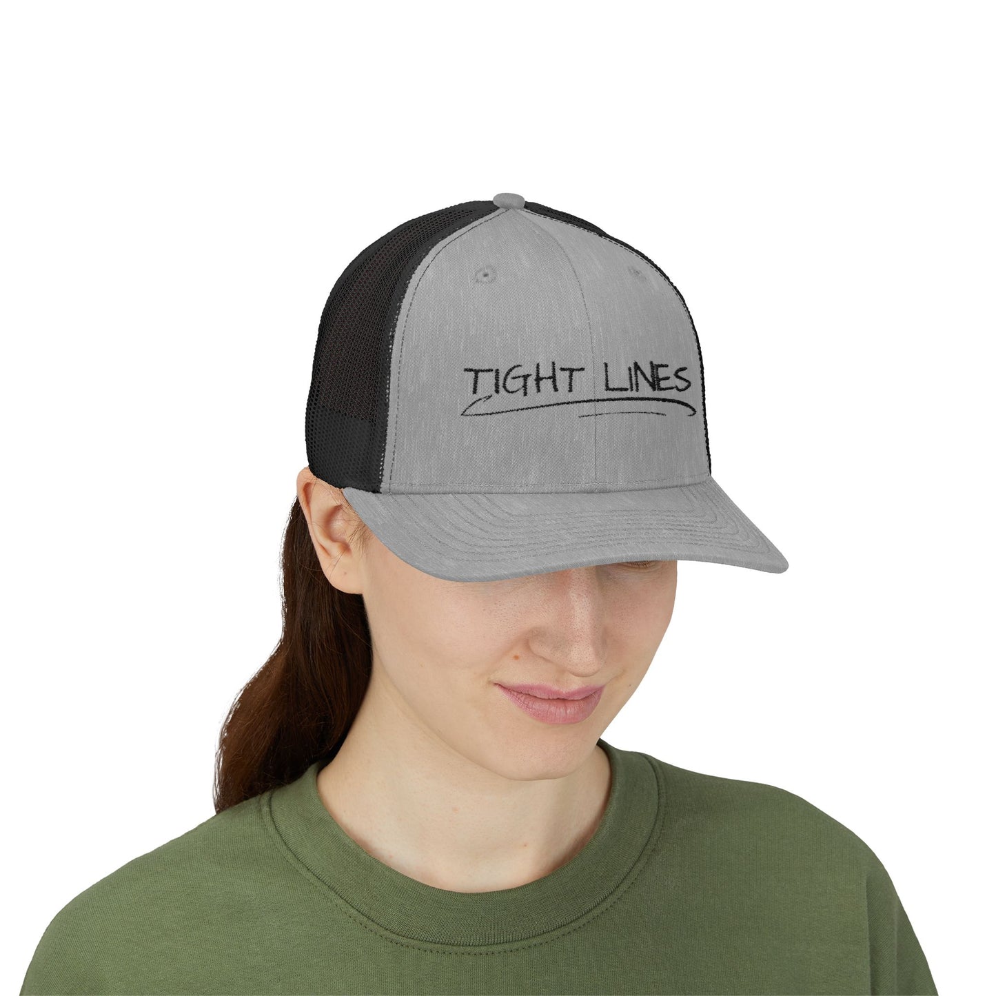 Tight Lines Embroidered Trucker Hat (Dark Logo)