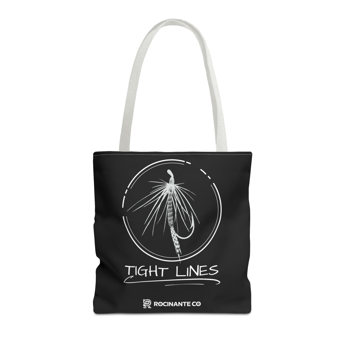 Tight Lines Tote Bag Black, Durable Fishing Tote with Spacious Design & Comfortable Handles for Outdoor Adventures