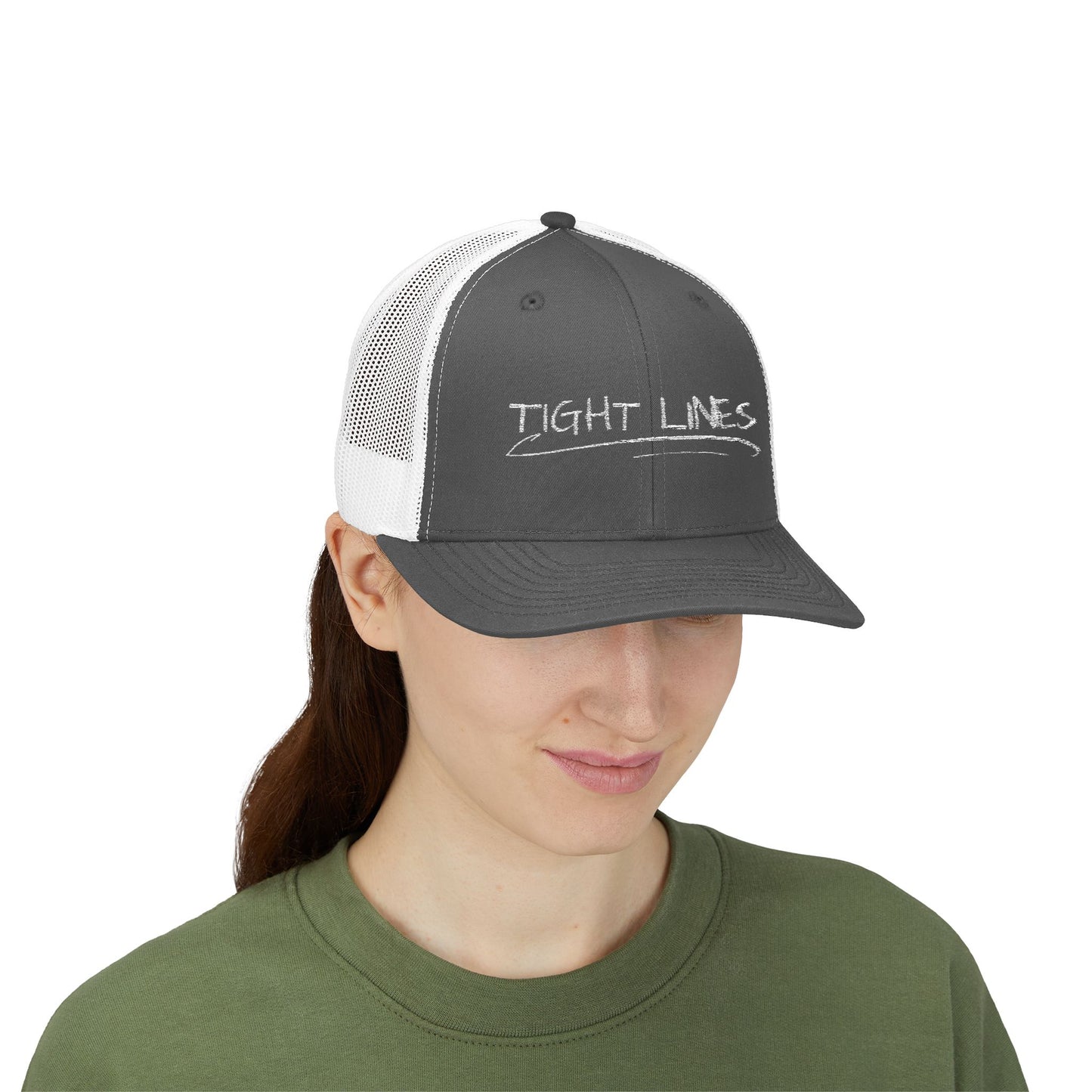 Tight Lines Embroidered Trucker Hat (Light Logo)