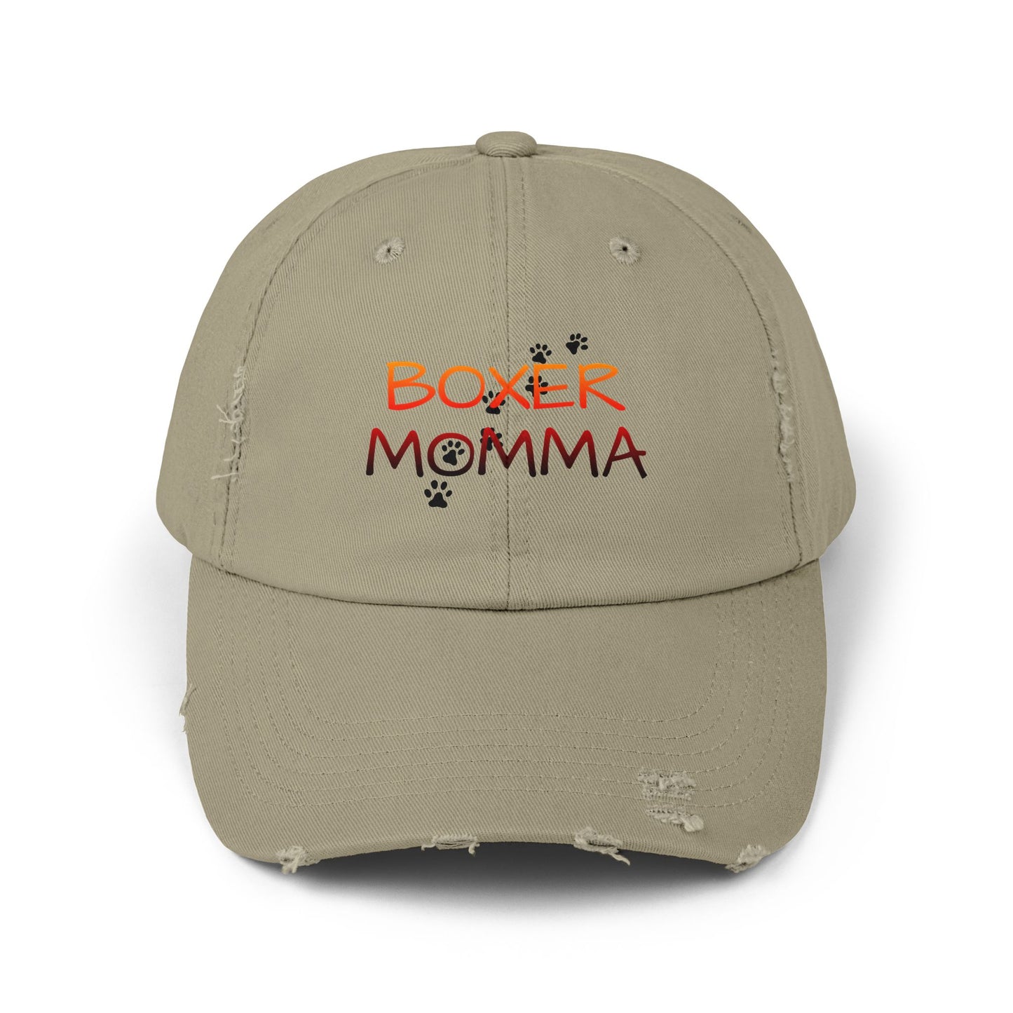 Boxer Momma Distressed Hat - Vintage Style Baseball Cap for Dog Lovers, Adjustable Cotton Dad Hat, Gift for Boxer Mom