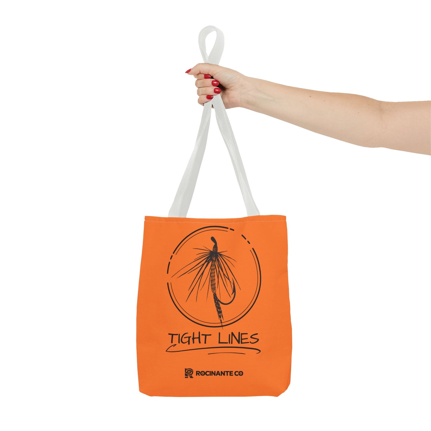 Tight Lines Tote Bag Orange, Durable Canvas Fishing, Beach, Market, Lightweight Reusable Grocery Bag, Outdoor Adventure Gift