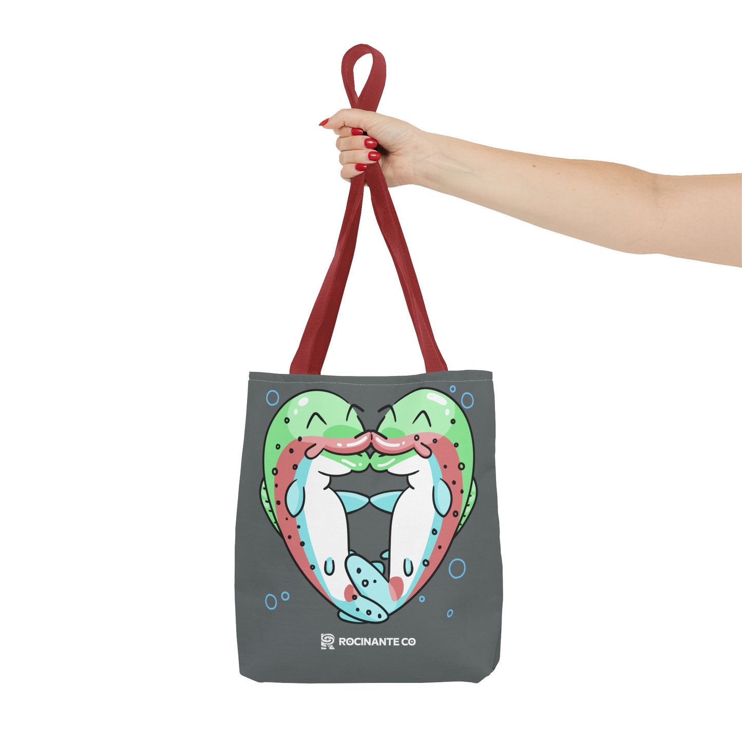 Trout Heart Tote Bag Grey - Eco-Friendly Reusable Shopper, Durable Canvas Carryall for Everyday Use & Gift Idea