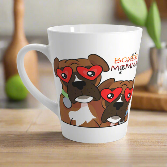 Boxer Momma Latte Mug - Cute Dog Lover Coffee Cup, Funny Gift for Boxer Moms, Ceramic Tea Mug, Pet Owner Gift, Cozy Drinkware