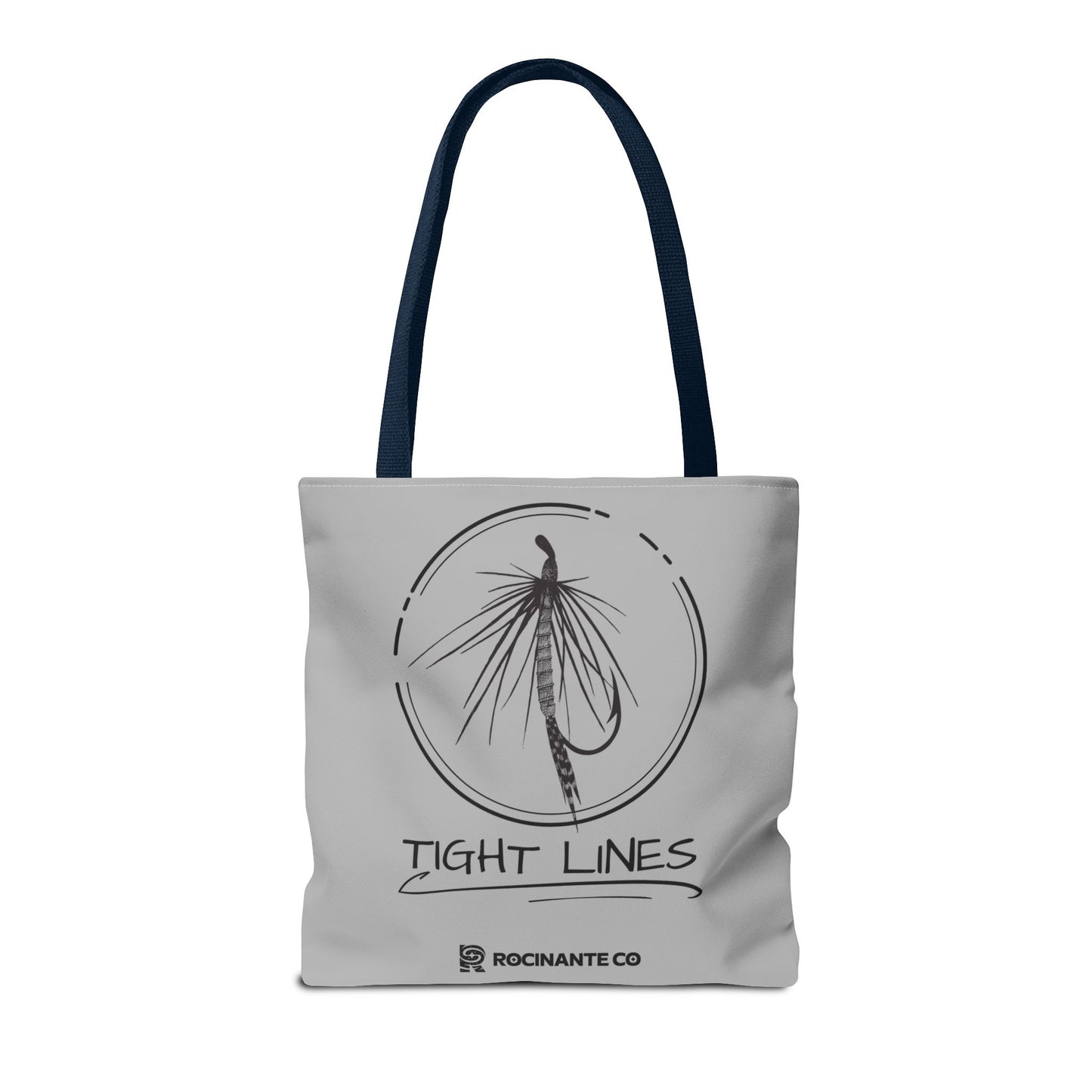 Tight Lines Tote Bag Grey - Durable Fishing Gift, Canvas Beach, Reusable Market Shopping Bag, Casual Everyday Carry Tote