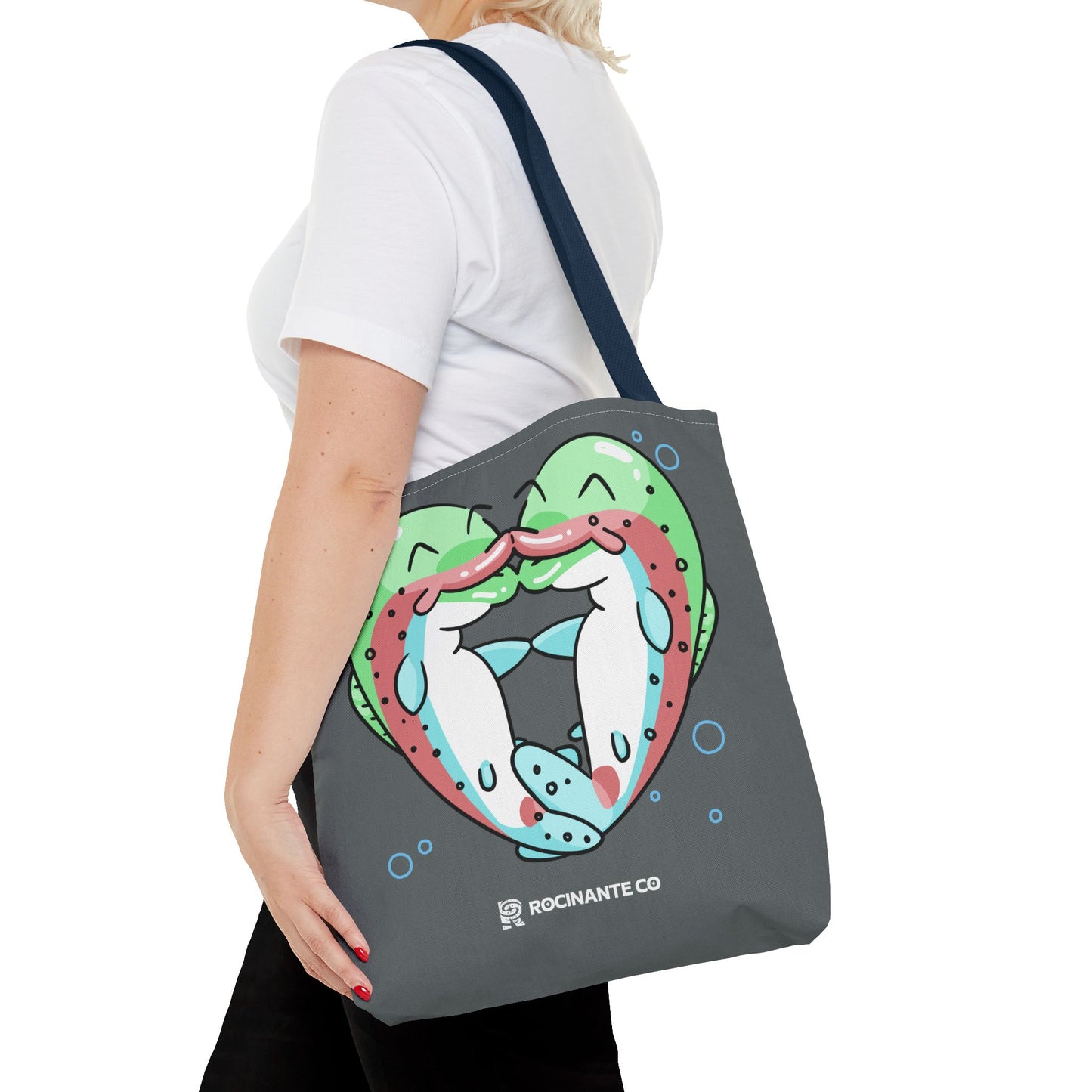 Trout Heart Tote Bag Grey - Eco-Friendly Reusable Shopper, Durable Canvas Carryall for Everyday Use & Gift Idea