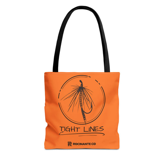 Tight Lines Tote Bag Orange, Durable Canvas Fishing, Beach, Market, Lightweight Reusable Grocery Bag, Outdoor Adventure Gift