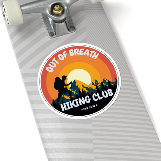 Out of Breath Hiking Club Kiss-Cut Sticker | Hiking Enthusiasts | Journal Decorations, Outdoor Adventure Gift, Laptop Stickers