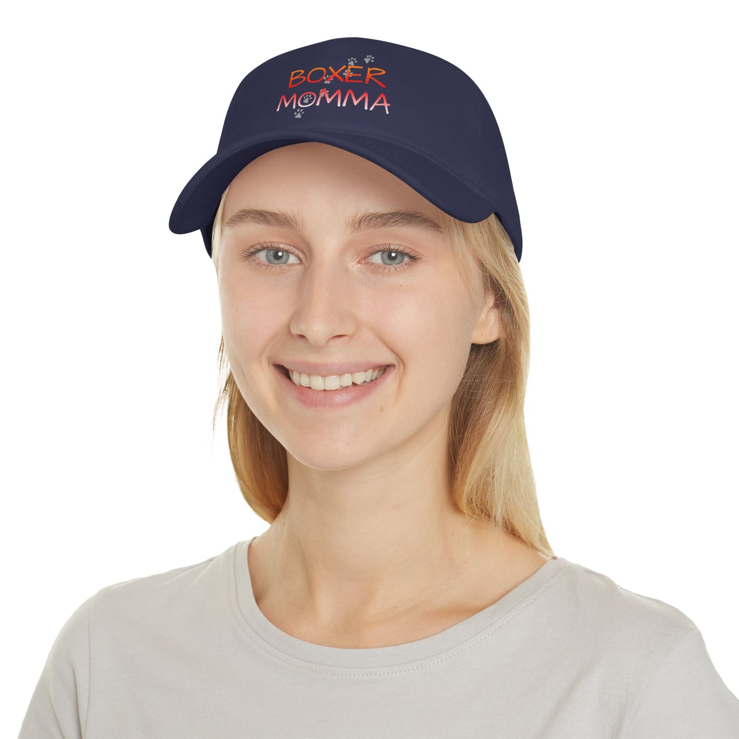 Boxer Momma Low Profile Baseball Cap, Adjustable Hat for Dog Lovers, Casual Outdoor Hat, Gift for Boxer Moms