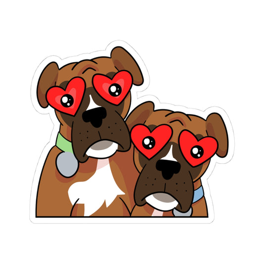 Boxer Love Sticker Kiss-Cut Durable Vinyl Decal, Cute Pet Love, Waterproof, Laptop Car Decor