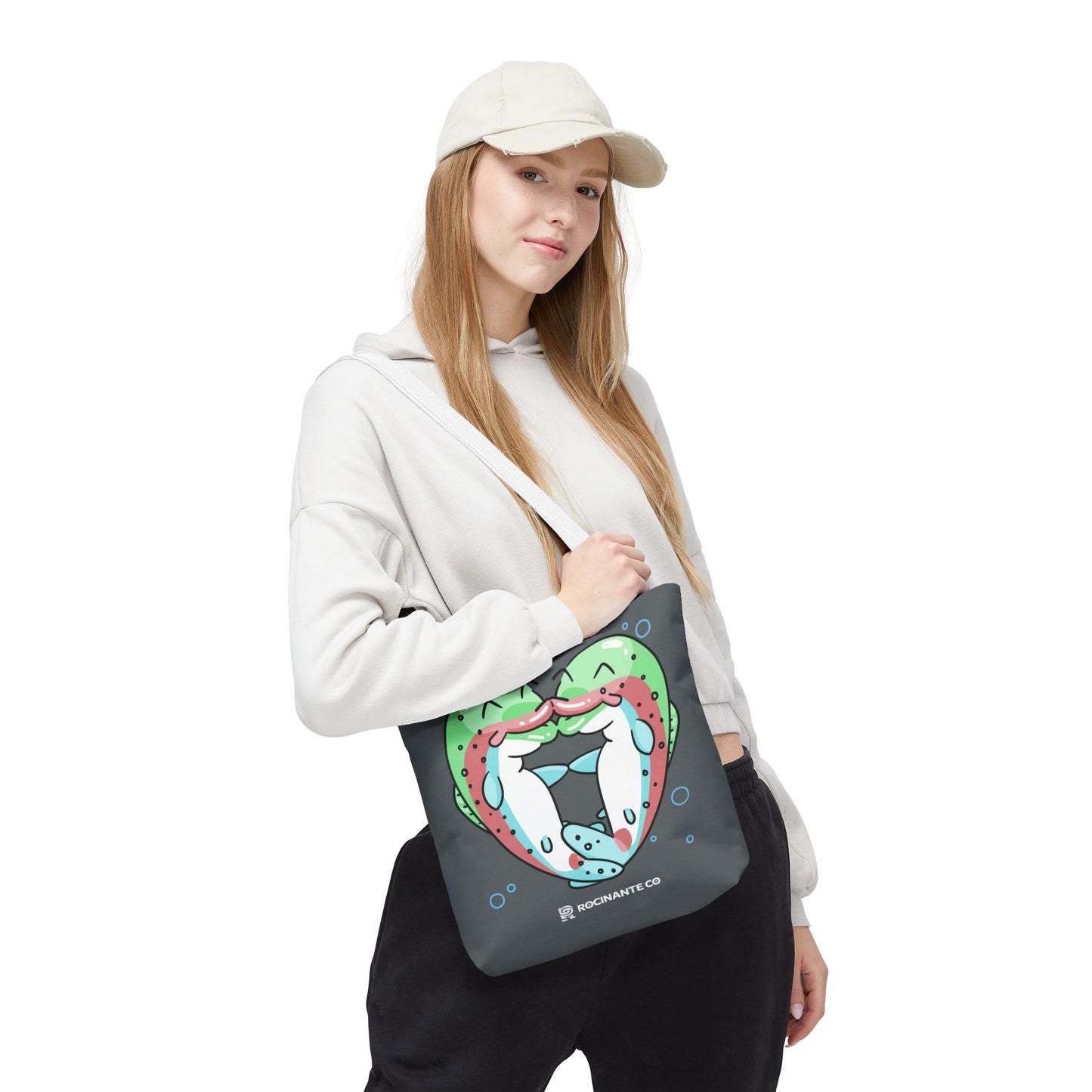 Trout Heart Tote Bag Grey - Eco-Friendly Reusable Shopper, Durable Canvas Carryall for Everyday Use & Gift Idea