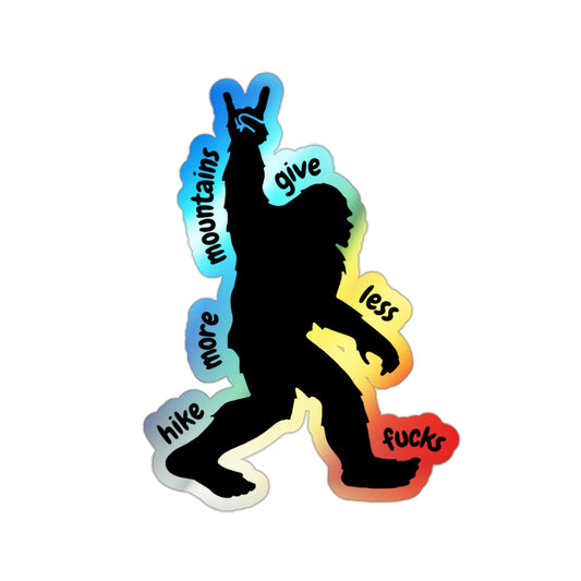 Hike More Mountains Vibrant Holographic Die-Cut Sticker | Hiking Lover Decals | Outdoor Adventure Stickers | Fun Colorful Vinyl Art