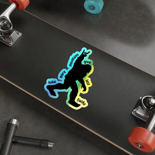 Hike More Mountains Vibrant Holographic Die-Cut Sticker | Hiking Lover Decals | Outdoor Adventure Stickers | Fun Colorful Vinyl Art