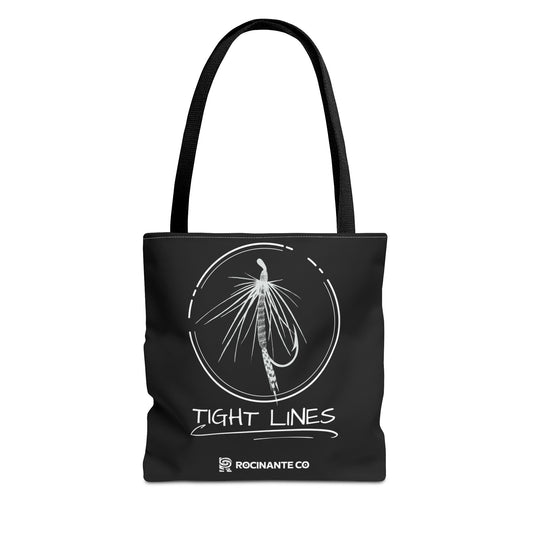 Tight Lines Tote Bag Black, Durable Fishing Tote with Spacious Design & Comfortable Handles for Outdoor Adventures