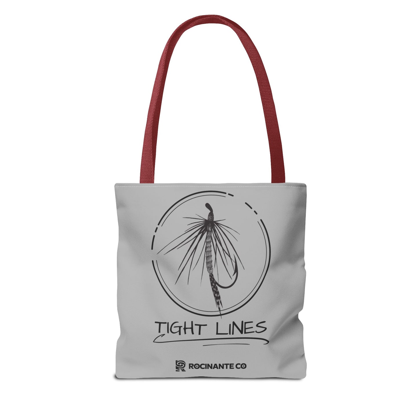 Tight Lines Tote Bag Grey - Durable Fishing Gift, Canvas Beach, Reusable Market Shopping Bag, Casual Everyday Carry Tote