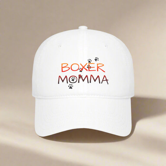 Boxer Momma Low Profile Baseball Cap, Adjustable Hat for Dog Lovers, Casual Outdoor Hat, Gift for Boxer Moms