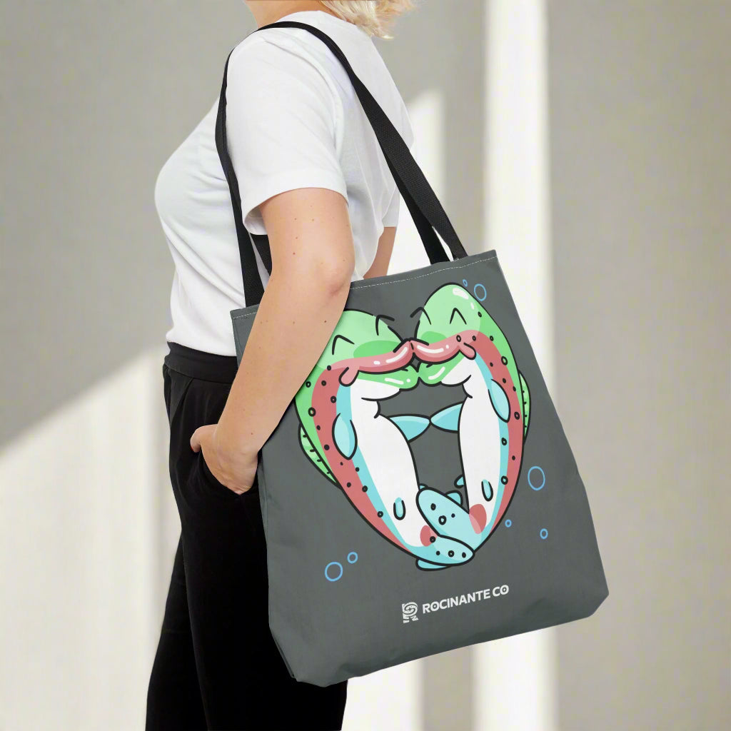 Trout Heart Tote Bag Grey - Eco-Friendly Reusable Shopper, Durable Canvas Carryall for Everyday Use & Gift Idea
