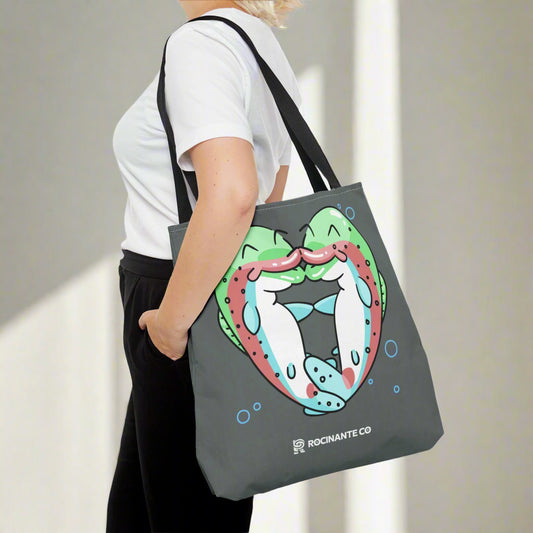 Trout Heart Tote Bag Grey - Eco-Friendly Reusable Shopper, Durable Canvas Carryall for Everyday Use & Gift Idea