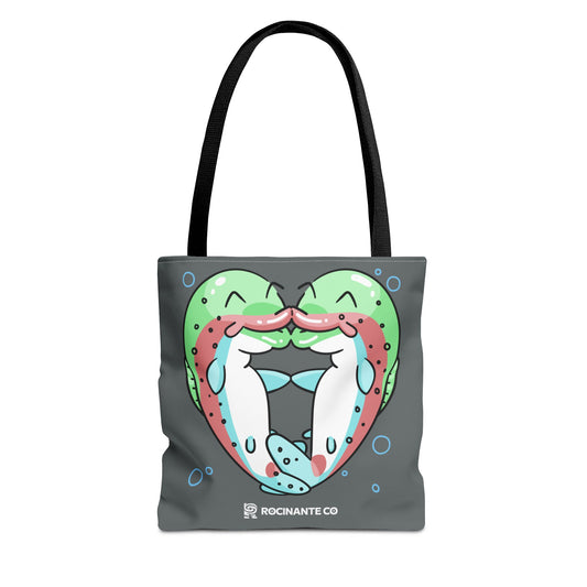 Trout Heart Tote Bag Grey - Eco-Friendly Reusable Shopper, Durable Canvas Carryall for Everyday Use & Gift Idea
