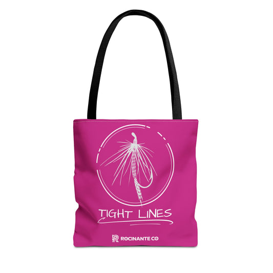 Pink Tight Lines Tote Bag, Fishing Canvas Tote Lightweight Durable Beach Market Bag