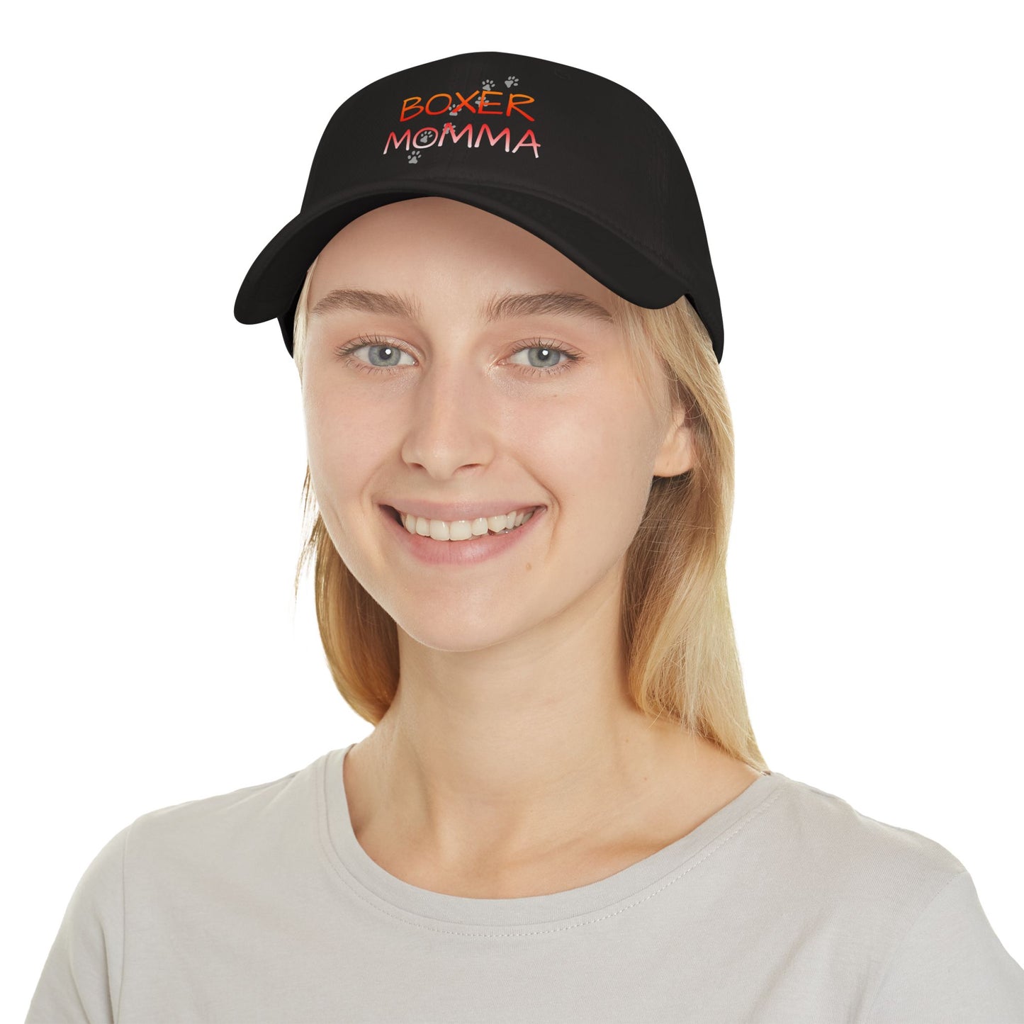 Boxer Momma Low Profile Baseball Cap, Adjustable Hat for Dog Lovers, Casual Outdoor Hat, Gift for Boxer Moms
