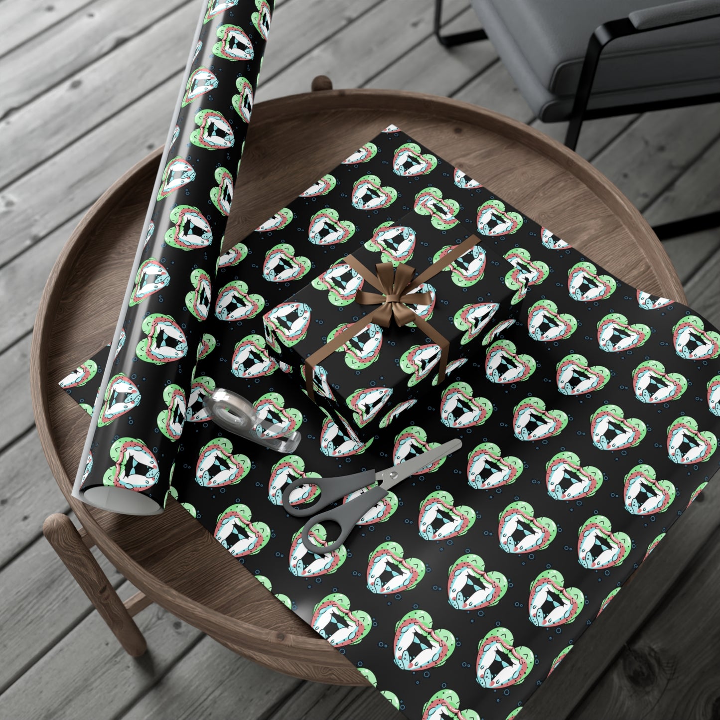 Trout Heart Gift Wrap Paper - Fun & Festive Wrapping for Birthdays, Holidays, Showers, and Every Occasion, Cute Patterns, Eco-Friendly