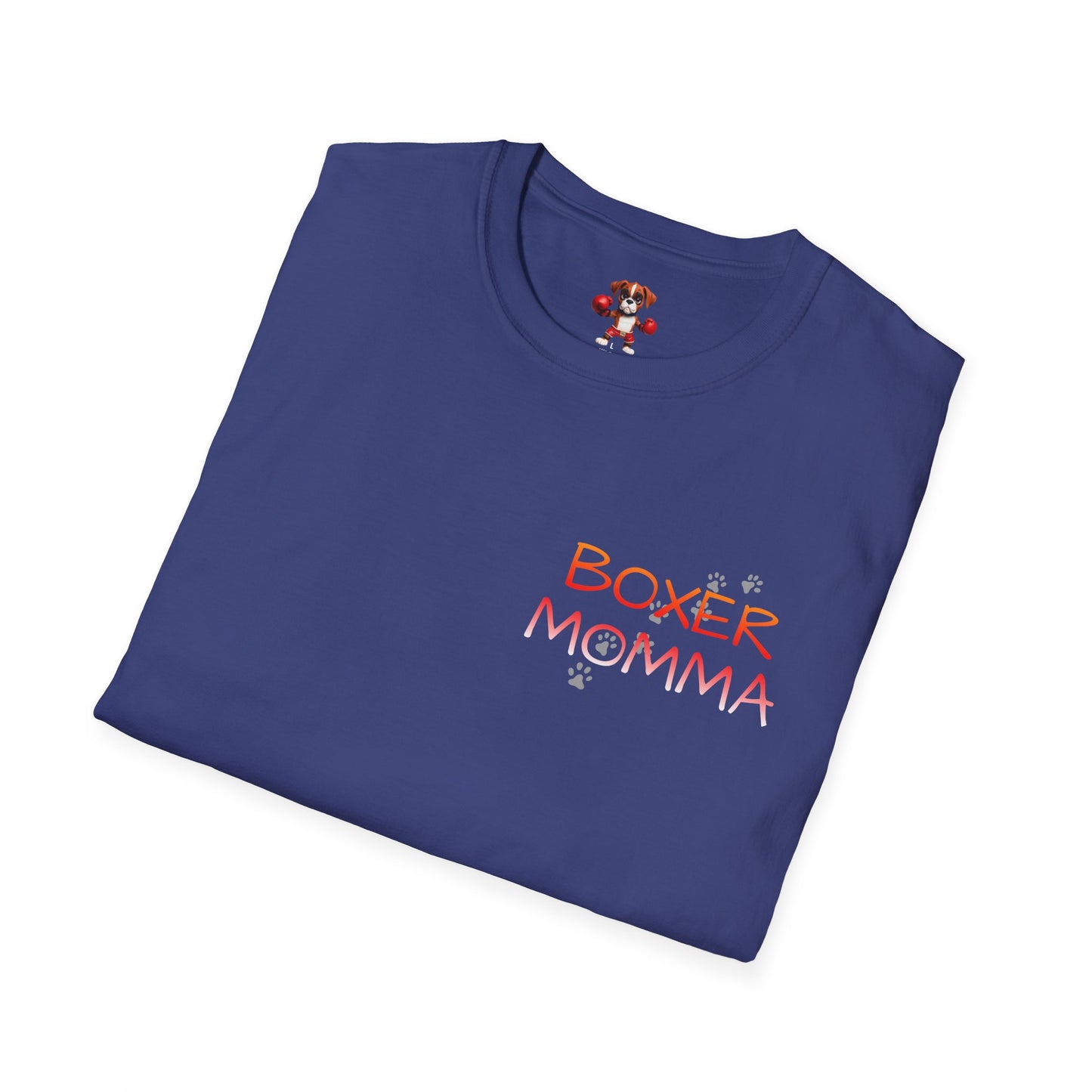 Unisex Boxer Momma T-Shirt - Softstyle Cotton Tee, Dog Lover Gift, Casual Fit, Pet Mom Shirt, Comfortable & Durable