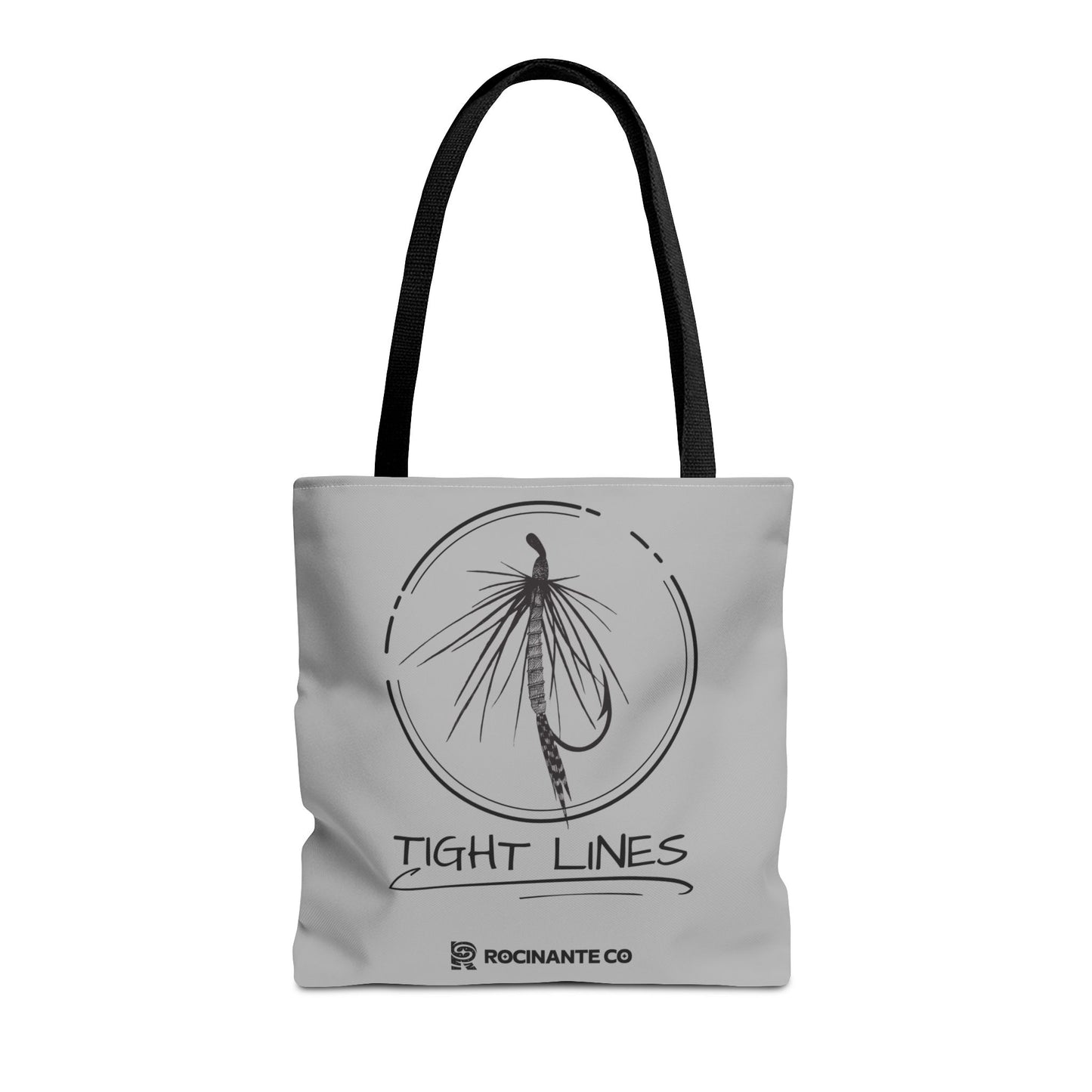 Tight Lines Tote Bag Grey - Durable Fishing Gift, Canvas Beach, Reusable Market Shopping Bag, Casual Everyday Carry Tote