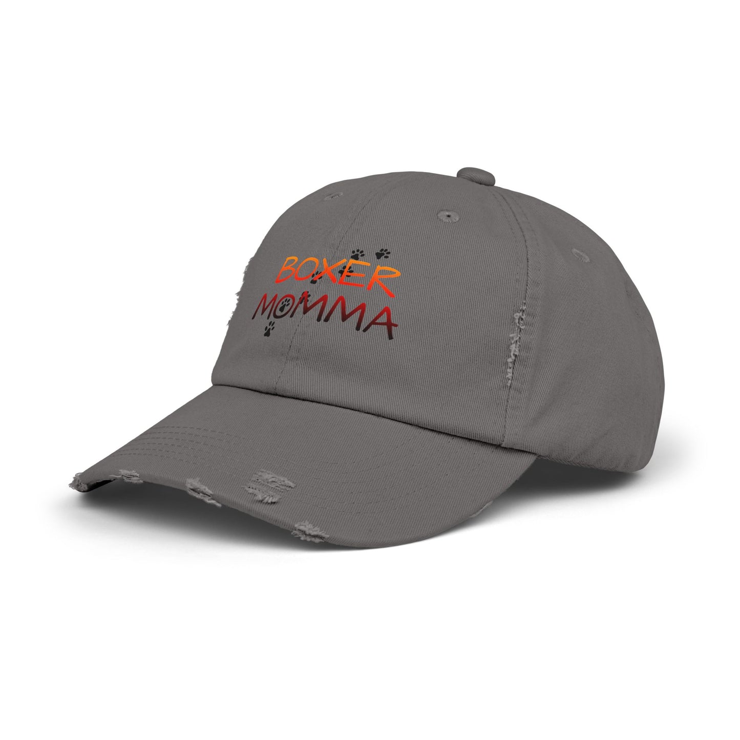 Boxer Momma Distressed Hat - Vintage Style Baseball Cap for Dog Lovers, Adjustable Cotton Dad Hat, Gift for Boxer Mom