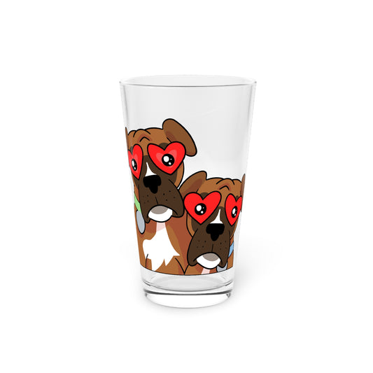 Boxer Love Pint Glass 16oz - Dog Lover Gift, Unique Beer Glassware, Cute Boxer Dog Design, Personalized Drinkware for Pet Owners